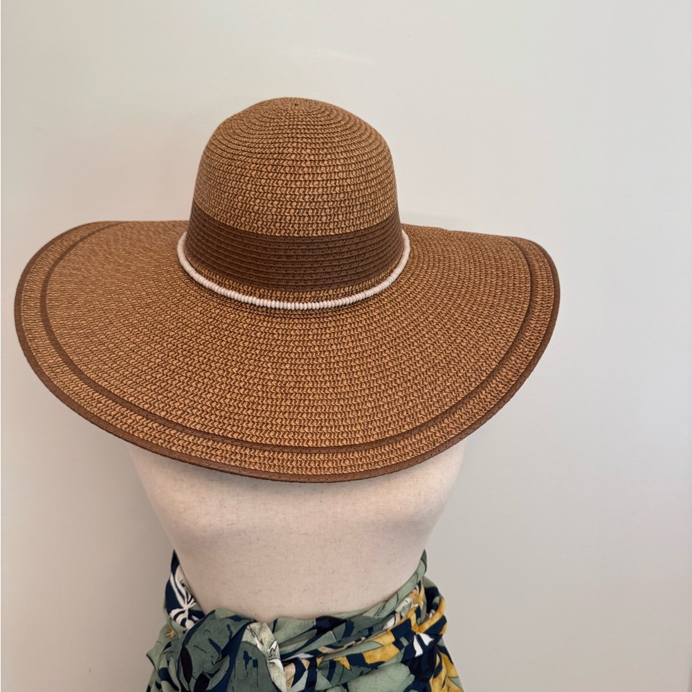 Straw Brown Wide-Brimmed Hat - Picture 8 of 13